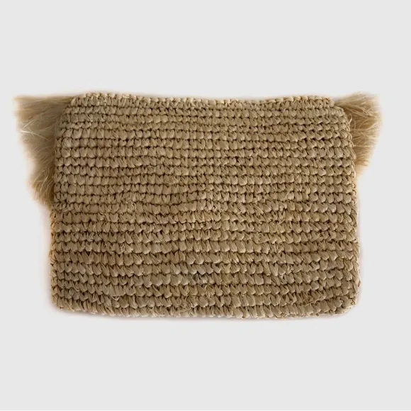 Straw Grass Rafia Clutch with Fringe - Picture 2 of 3